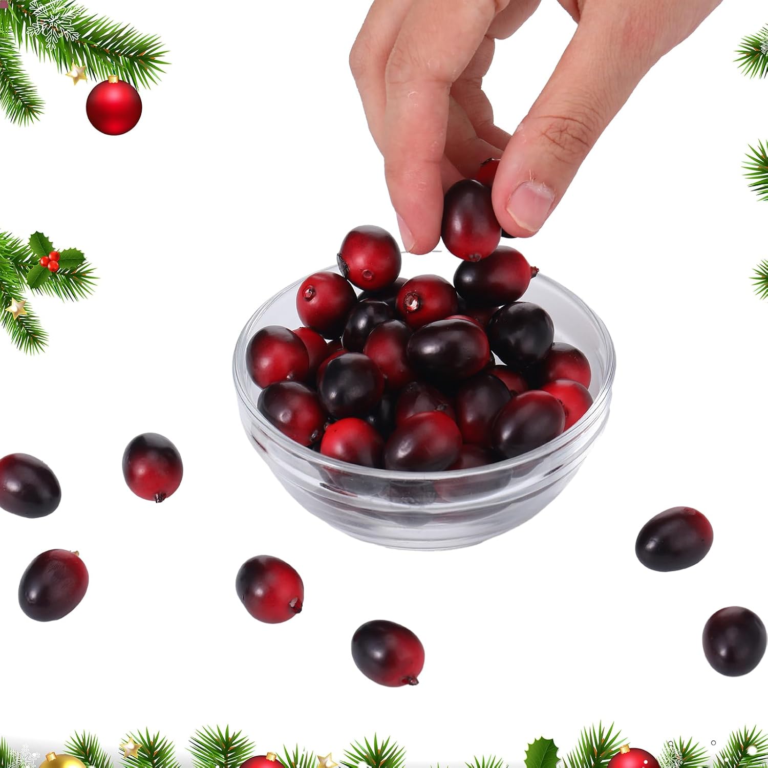 Christmas Artificial Cranberries Fruit Fake Cranberries for Christmas Tree Decoration Wedding Garland DIY Craft Table Decoration Photo Props